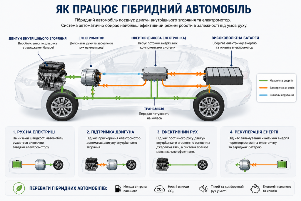 Як працює гібридний автомобіль